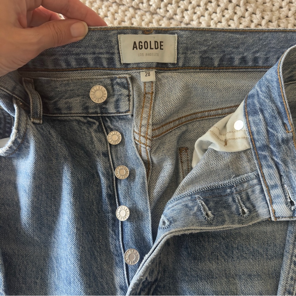 Agolde Style Riley Straight Blue Relaxed Jeans with Classic Style Size 28 - Picture 3 of 4